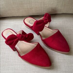 Elegant Red Women's Mules with Bow